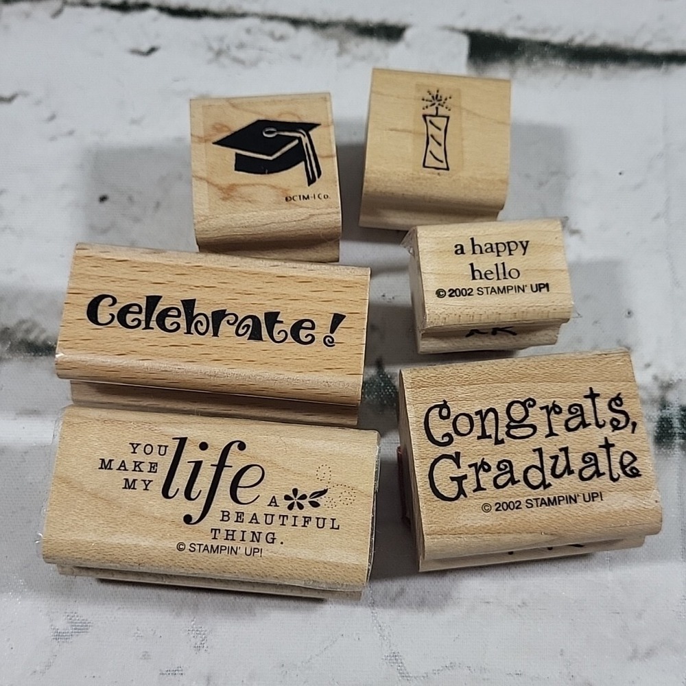Rubber Stamps Lot of 6 Graduation Celebration Scrapbooking Crafts